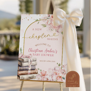Blush Roze Pioen Sprookjesboek Thema Bruidsdouche Poster