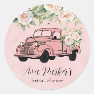 Blush Roze Pioen  Truck Vrijgezellenfeest Ronde Sticker