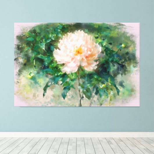 *~* Blush Roze Pioen TV2 Uitgerekte Canvas Print (Insitu (Houten vloer))
