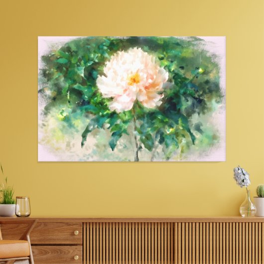 *~* Blush Roze Pioen TV2 Uitgerekte Canvas Print (Insitu (Woonkamer))