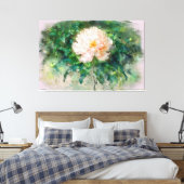 *~* Blush Roze Pioen TV2 Uitgerekte Canvas Print (Insitu (Slaapkamer))