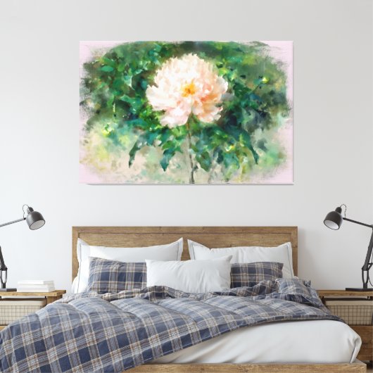 *~* Blush Roze Pioen TV2 Uitgerekte Canvas Print (Insitu (Slaapkamer))