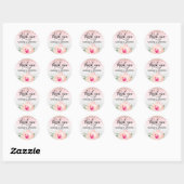 Blush roze pioen Waterverf grijs bruiloft dank u Ronde Sticker (Vel)