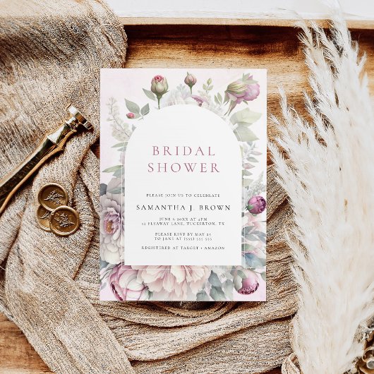 Blush roze pioenen Elegant bloemig Vrijgezellenfee Kaart