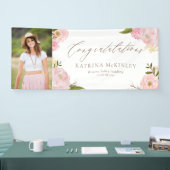 Blush roze pioenen en Rozen Foto Afstuderen Spandoek (Beurs)