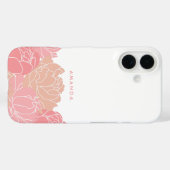 Blush roze pioenen gepersonaliseerde iPhone case (Achterkant (horizontaal))