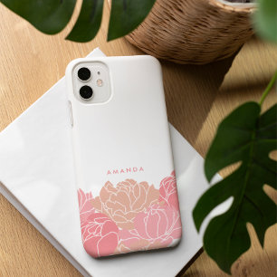 Blush roze pioenen gepersonaliseerde iPhone case