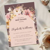 Blush roze pioenen meisje baby shower uitnodiging