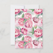 Blush Roze Pioenen Menu Keuze Bruiloft RSVP (Achterkant)