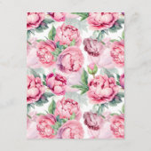 Blush Roze Pioenen QR CODE Bruiloft Details Informatiekaartje (Achterkant)