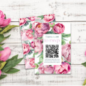 Blush Roze Pioenen QR CODE Bruiloft RSVP Kaartje