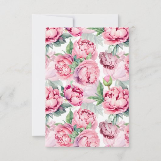 Blush Roze Pioenen QR CODE Bruiloft RSVP Kaartje (Achterkant)