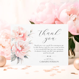 Blush roze pioenen Vrijgezellenfeest Gasten Bedankkaart