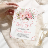 Blush roze pioenrozen bloemen lief baby meisje dou kaart