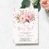 Blush roze pioenrozen bloemen lief baby meisje dou kaart