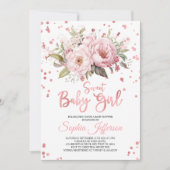 Blush roze pioenrozen bloemen lief baby meisje dou kaart (Voorkant)