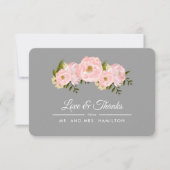 Blush roze pioenrozen grijs bruiloft dank u kaart (Voorkant)