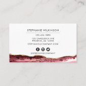 Blush Roze plaat & Roos Gold Border Waterverf Visitekaartje (Achterkant)