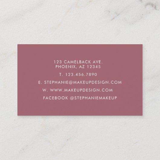 Blush Roze plaat & Roos Gold Border Waterverf Visitekaartje (Achterkant)