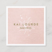 Blush Roze Plant Leaves Square Visitekaartje (Voorkant)