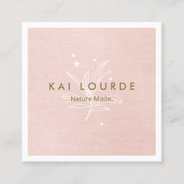 Blush Roze Plant Leaves Square Visitekaartje