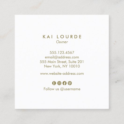 Blush Roze Plant Leaves Square Visitekaartje (Achterkant)