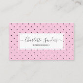 Blush roze polka dot trendy script visitekaartje (Voorkant)