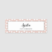 Blush roze polka stippen naamplaatje (Voorkant)