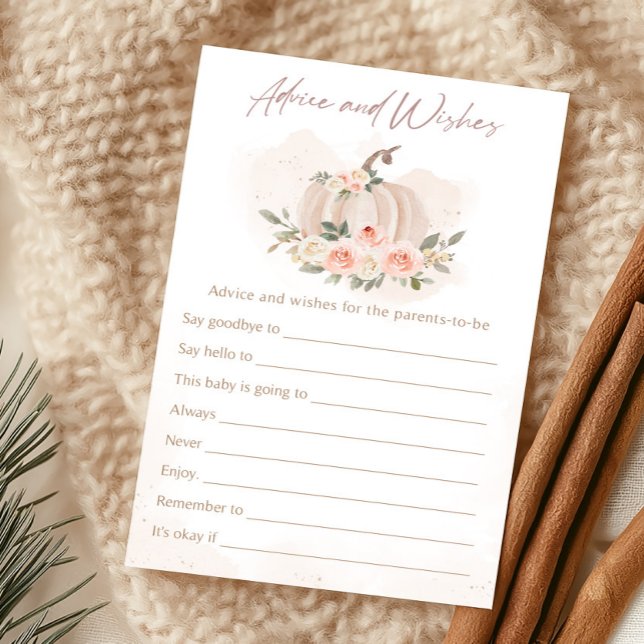 Blush Roze Pompoen Advies en Wensen Spel (Girl Blush Pumpkin Baby Shower Advice and Wishes Game)