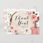 Blush roze pompoen Baby shower Hartelijk dank Bedankkaart (Voorkant / Achterkant)