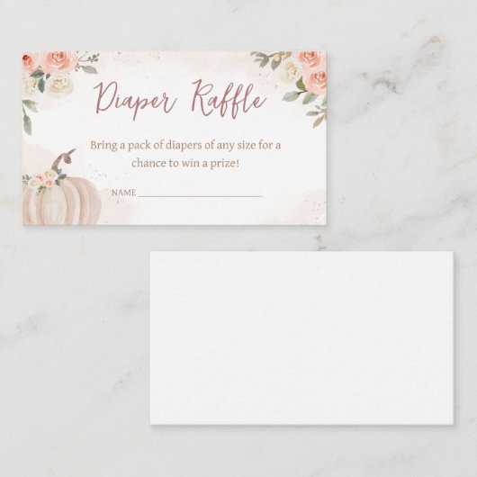 Blush Roze Pompoen Baby shower Luier Raffle Informatiekaartje (Voorkant / Achterkant)
