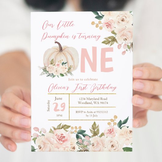 Blush roze pompoen draaien één dag om kaart