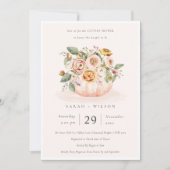 Blush roze pompoen Floral Couples Shower Invite Bedankkaart (Voorkant)