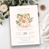 Blush roze pompoen Floral Couples Shower Invite Bedankkaart