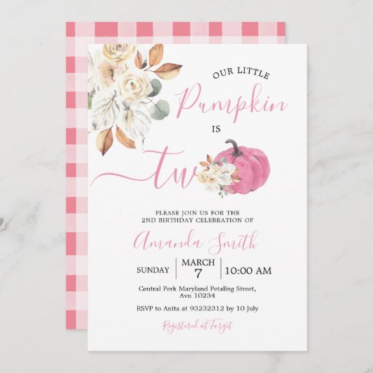 Blush roze pompoen Herfst verliefd op twee dagen Kaart (Voorkant / Achterkant)