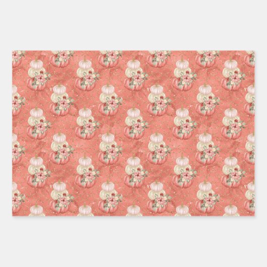 Blush Roze Pompoen Verjaardag Baby shower Meisje Inpakpapier Vel (Voorkant 3)