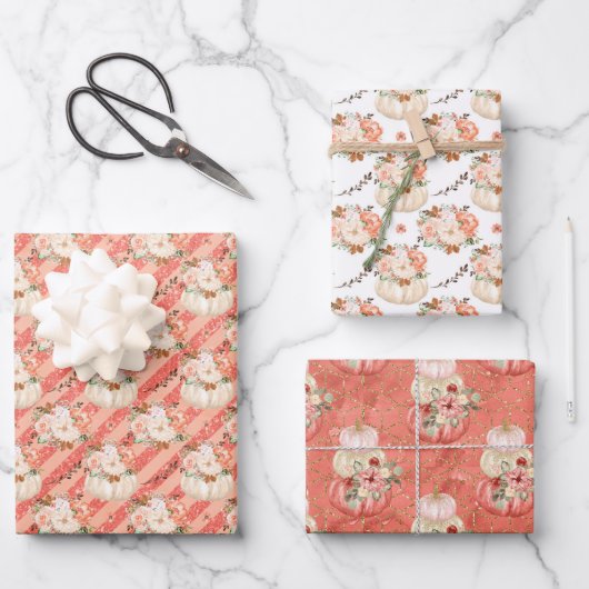 Blush Roze Pompoen Verjaardag Baby shower Meisje Inpakpapier Vel (Voorkant)