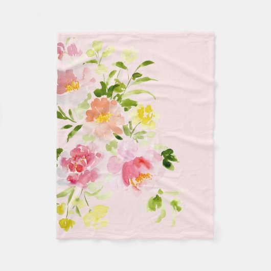 Blush roze pony floral Blanket Fleece Deken (Voorkant)