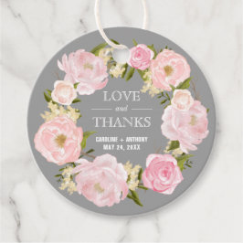 Blush roze pony's Grijze bruiloft Bedankt Bedankjes Labels