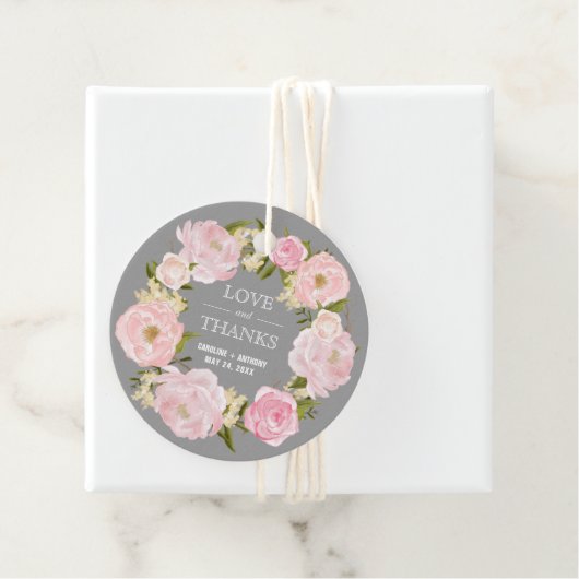 Blush roze pony's Grijze bruiloft Bedankt Bedankjes Labels (In situ)