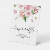 Blush roze pony's luidere roltang reclamebord met voetstuk (Voorkant)