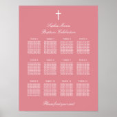 Blush Roze Poster 12 Tafel Baptisme Seating Chart (Voorkant)