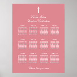 Blush Roze Poster 12 Tafel Baptisme Seating Chart