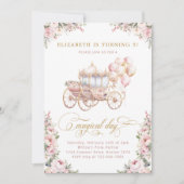 Blush Roze Prinses Carriage Meisje Verjaardagsfees Kaart (Voorkant)
