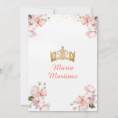 Blush Roze Prinses Jurk Bloemen Goud Mis Quince Kaart (Achterkant)