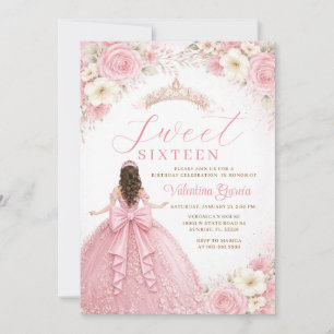 Blush Roze Prinsessen Jurk Sweet Sixteen Verjaarda Kaart