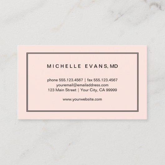 Blush Roze Professionele Optometrist Visitekaartje (Achterkant)