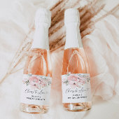 Blush roze proost op liefde sparkling wijnetiket