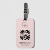 Blush Roze QR Branding Stijl Bagagelabel (Voorkant (verticaal))