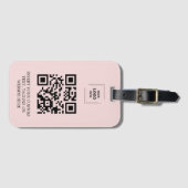 Blush Roze QR Branding Stijl Bagagelabel (Voorkant (horizontaal))